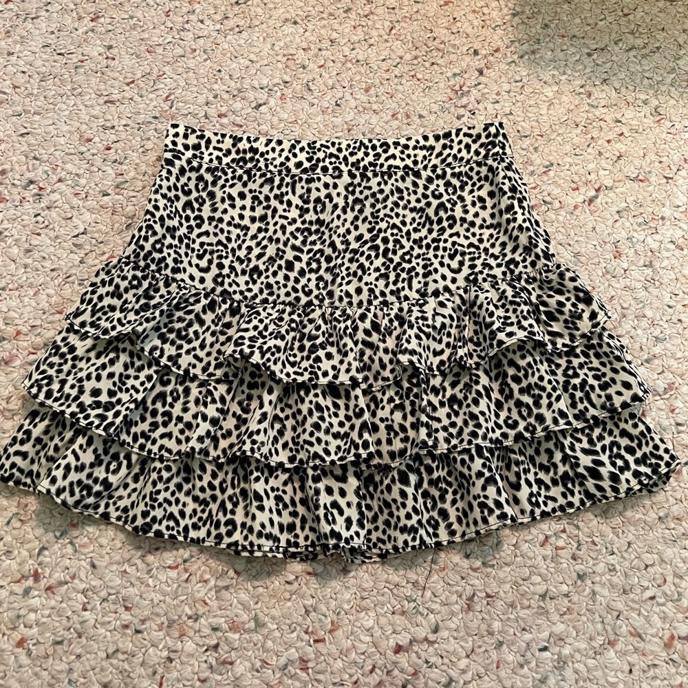 SHEIN Leopard Ruffle Skirt